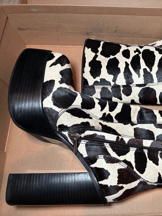 Steve Madden Shoes - Steve Madden Cow Print Faux Fur Ankle Boots Square Toe Zip US 7.5